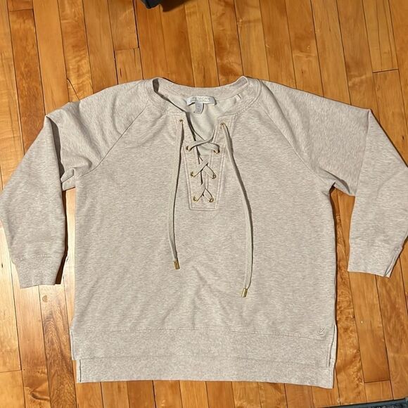 Life Worx by Gloria Vanderbilt Tan Cross-Front Pullover size XL - Picture 1 of 7